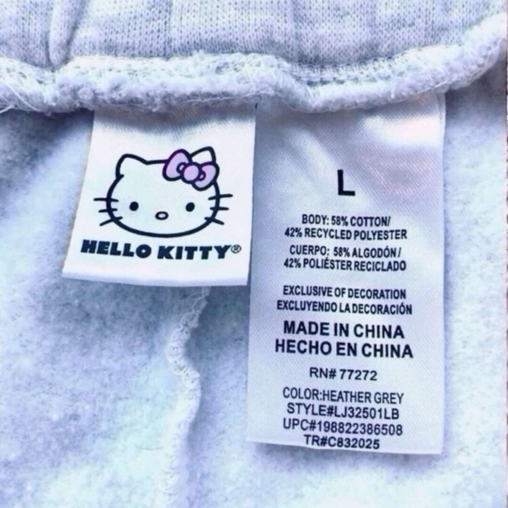 Hello Kitty Sweatpants Heather Grey | Coquette Kawaii Y2K NWOT - Picture 8 of 10